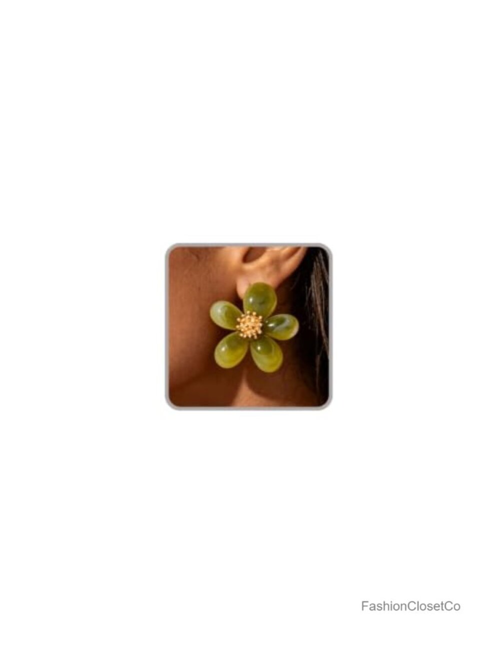 Oversized Resin Flower Stud Earrings Push Back Statement Women